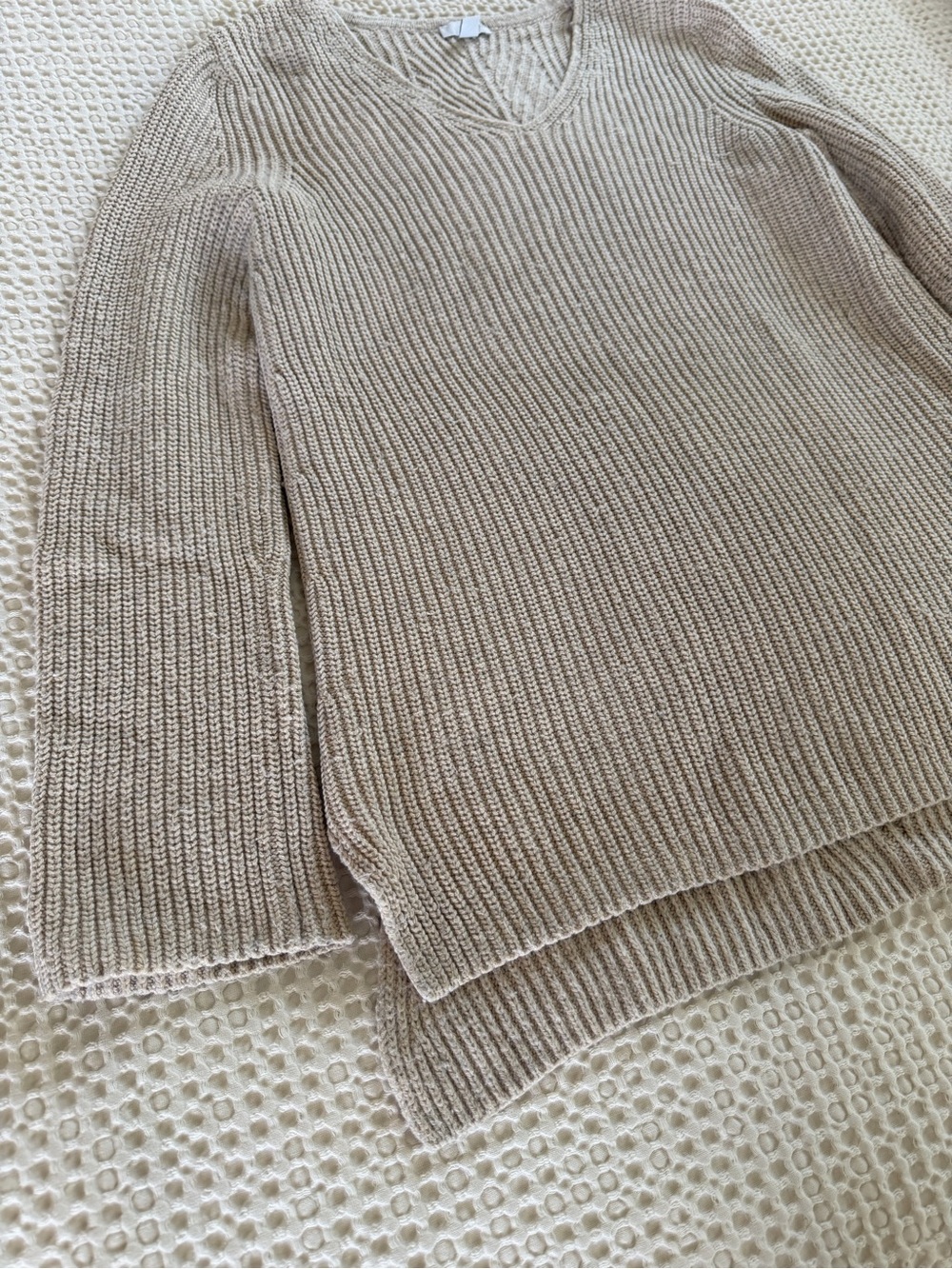 J.Jill Wool Blend Ribbed V Neck Sweater Oatmeal Beige XS - Picture 5 of 9